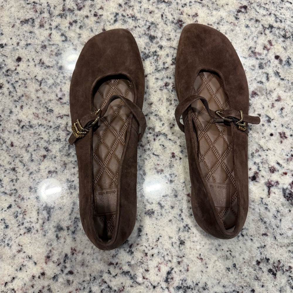 Dolce Vita Brown Suede Mary Jane Flats – Chic Buckle Detail Size 9.5